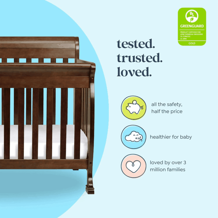 Kalani 4-In-1 Convertible Baby Crib with Wooden Toddler Bed, Daybed & Full-Size Bed Conversion - Easy to Assemble & GREENGUARD Gold Certified - 4 Adjustable Mattress Heights - Espresso - Image 5
