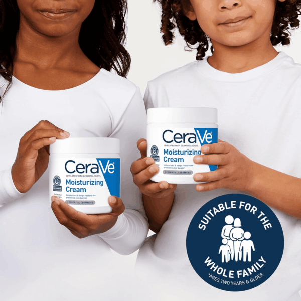 Moisturizing Cream, Body and Face Moisturizer for Dry Skin, Body Cream with Hyaluronic Acid and Ceramides, Daily Moisturizer, Oil-Free, Fragrance Free, Non-Comedogenic, 19 Ounce - Image 5