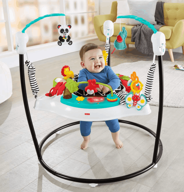 Baby Bouncer Pink Petals Jumperoo Musical Activity Center with Lights Sounds & Developmental Toys - Image 10