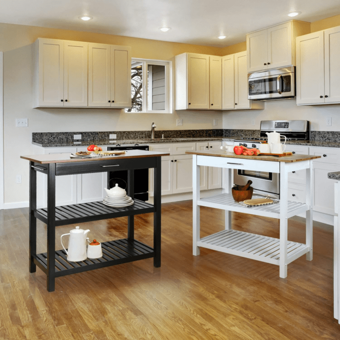 Kitchen Island with Solid American Hardwood Top, Walnut&Black - Image 8