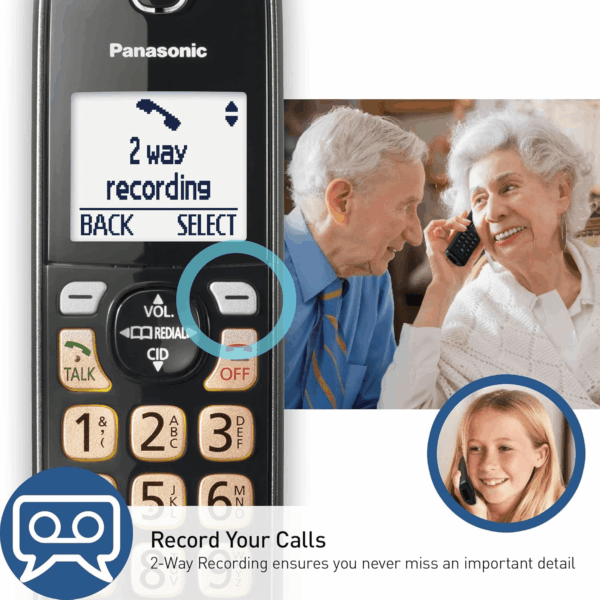 Cordless Phone with Answering Machine, Advanced Call Block, Bilingual Caller ID and Easy to Read High-Contrast Display, Expandable System with 2 Handsets - KX-TGD832M (Metallic Black) - Image 6