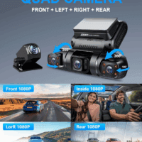 360 Degree View 4 Channel Dash Cam Front and Rear inside Left Right, Dash Camera for Cars, Built-In GPS Wifi Night Vision, 24/7 Recording Parking Mode Monitor, Free 128G Card - Image 3