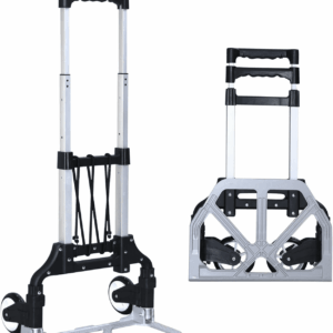 Folding Hand Truck Dolly Cart，Aluminum Portable Hand Cart for Daily Handling Work，180Lbs, with Silent Wheel，Telescoping Handle，Black Bungee Cord, Can Stand Alone，Light Weight