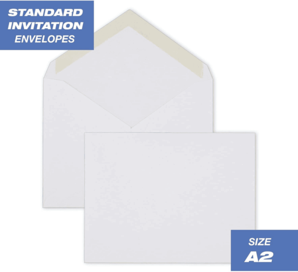 Standard A2 Invitation Envelopes, Gummed Closure, 4-3/8" X 5-3/4", Premium 24-Lb Paper, White, 100 per Box (CO198) - Image 2