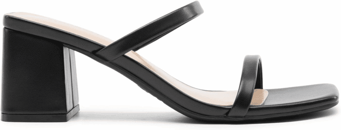 Sandal Heels for Women Low Square Open Toe Block Chunky Heels Slip on Slides Mules for Party Homecoming Daily - Image 2