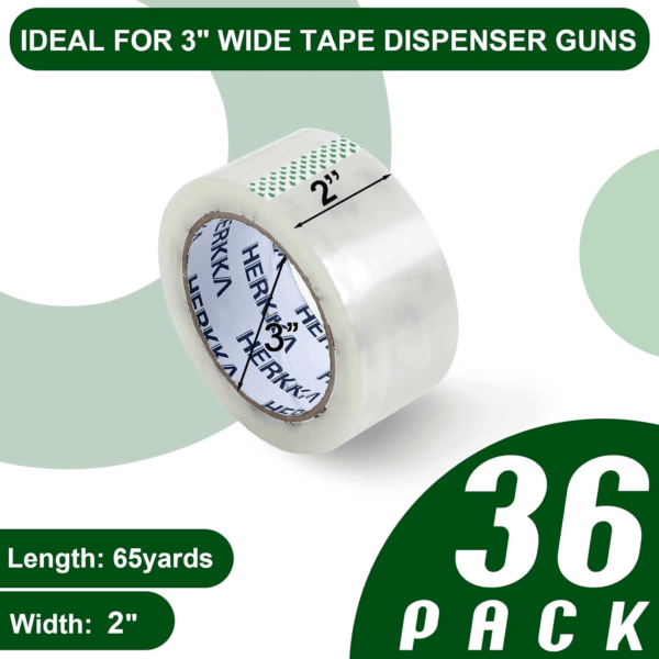 Clear Packing Tape, 36 Rolls Heavy Duty Packaging Tape for Shipping Packaging Moving Sealing, Thicker Clear Packing Tape, 2 Inches Wide, 65 Yards per Roll, 2340 Total Yards - Image 3