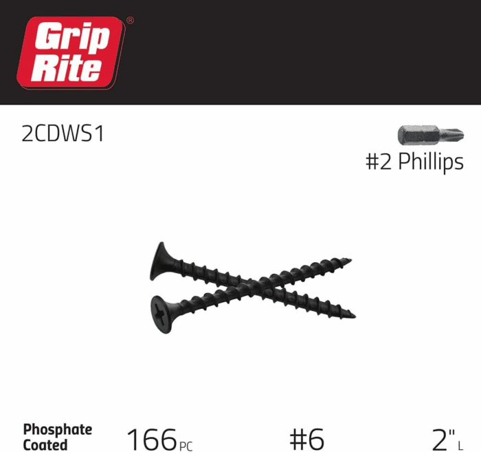 2CDWS1#6 X 2 Phillips Bugle Head Coarse Thread Sharp Point Drywall Screw, 1Lb Box - Image 2