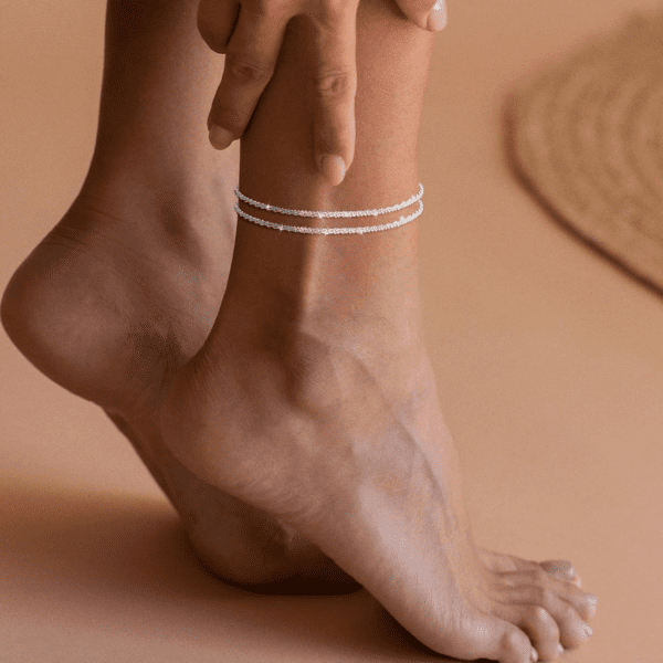 Gold/Silver Ankle Bracelets for Women,14K Gold Anklets for Women Waterproof Sparkly Chain Rhinestone Anklets Set Stackable Layered Anklet Bracelets for Women Beach Gold Jewelry Gift - Image 4