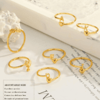Gold Initial Rings for Women Non Tarnish 18K Gold Plated Heart Initial Stackable Rings Adjustable Pinky Rings for Women Cute Dainty Alphabet Capital Letter Rings Jewerly Gift - Image 6