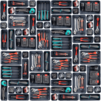 45 Pack Tool Box Organizer Tray, 3-Sizes Tool Box Organizers and Storage, for Hammer, Wrench, Screw, Small Parts Toolbox Organization, Tool Cart Chest Garage Drawer Organizer Tray, Grey