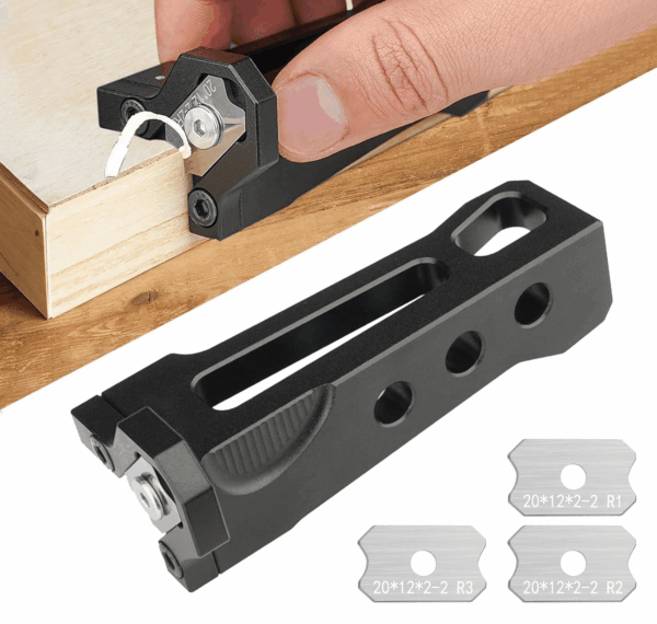 Chamfering Edge Band Trimmer,Adjustable Edge Banding Trimmer,Veneers,Hand Planer,Edge Banding Tools. (Handle + R1, R2,R3 Blade)