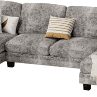 Sectional Couches for Living Room, U Shaped Couch with Chenille Fabric, 4 Seat Modern Sofa with Removable Pillows for Apartment and Small Space (Fabric, Grey) - Image 7