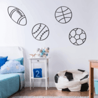 4 Packs Sports Room Decor for Boys Metal Modern Soccer Wall Art Decor Black Basketball Baseball Football Hanging Room Decorations for Kids Boy Sports Playroom Bedroom Nursery - Image 3
