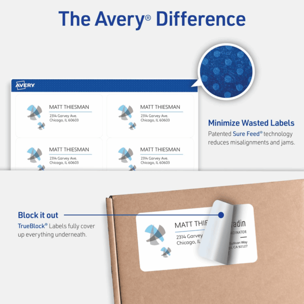 Printable Shipping Labels with Sure Feed, 2" X 4" Customizable Stickers, White, 250 Blank Mailing Labels, Great for Mailing, Shipping, and More (5263) - Image 2