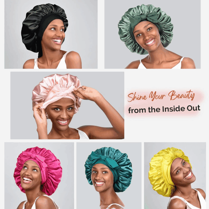 Silk Bonnet for Sleeping Women Satin Bonnet Double Layer Satin Lined Hair Bonnet with Tie Band Curly Hair - Image 5