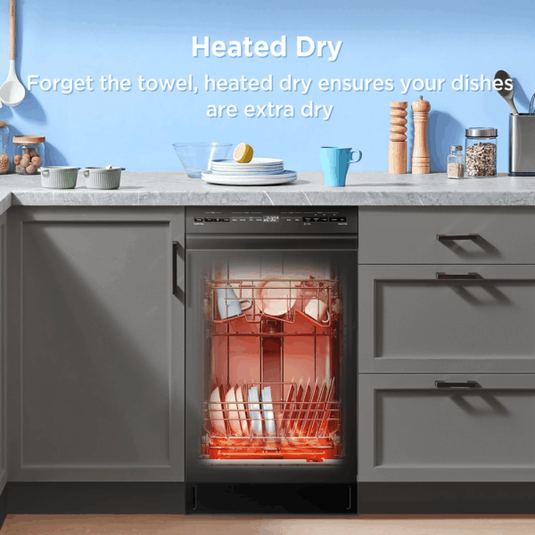 MDF18A1ABB Built-In Dishwasher with 8 Place Settings, 6 Washing Programs, Stainless Steel Tub, Heated Dry, Energy Star, Black - Image 7