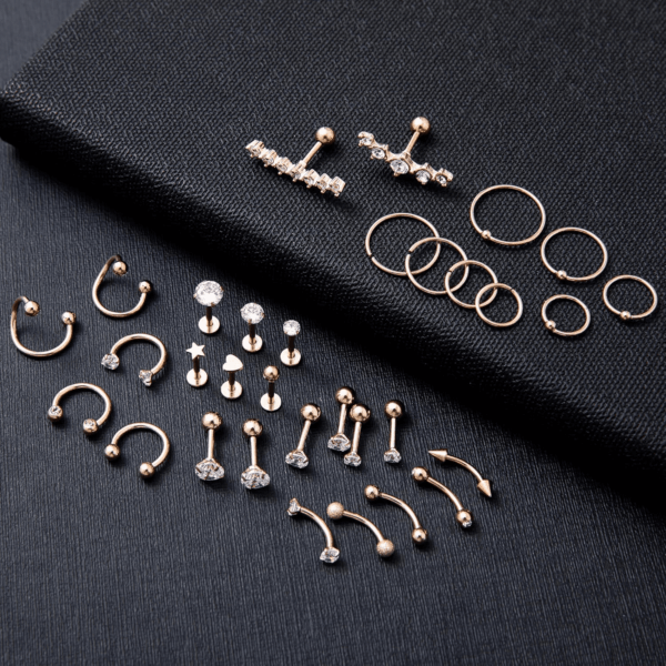 32Pcs Stainless Steel Cartilage Stud Earrings for Women Conch Helix Tragus Daith Conch Hoop Earing Piercing Jewelry Set - Image 4