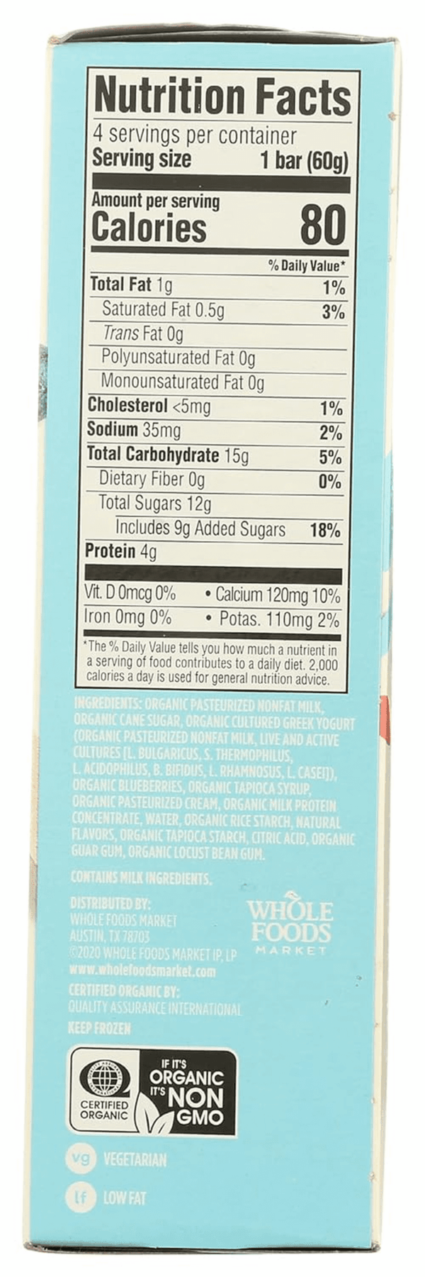 , Frozen Yogurt Greek Blueberry Organic, 2.5 Fl Oz, 4 Pack - Image 4