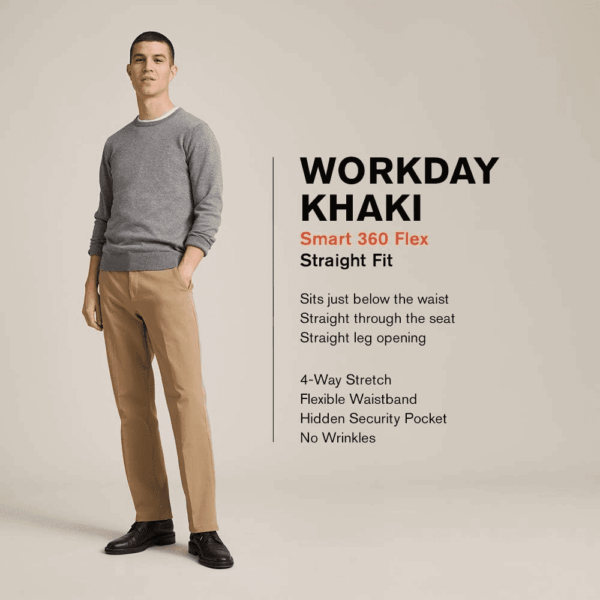 Men'S Classic Fit Workday Khaki Smart 360 FLEX Pants (Standard and Big & Tall) - Image 3