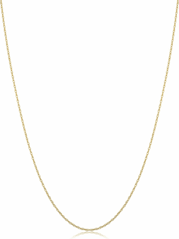 Real 14K Yellow Gold Rope Chain Pendant Necklace for Women (0.7 Mm, 0.9 Mm, 1 Mm, 1.3 Mm, or 1.5 Mm)
