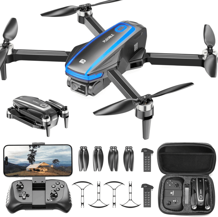 Drones with Camera for Adults 4K Brushless Motor Drone for Kids Beginners, FPV Foldable RC Quadcopter with Propeller Guards, 2 Batteries, 1500Mah, 130° Lens, Wifi, Voice Control, Gesture Photography, Gift Toys for Men Boys