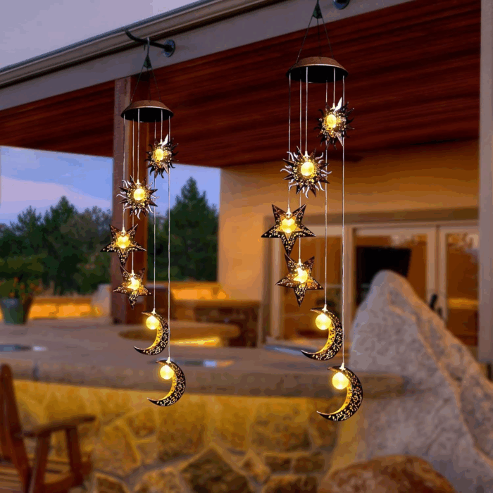 Solar Wind Chimes for Outdoor Lights Sun Moon Star Mom Wife Hanging Decor Outdoor Sympathy Wind Chimes for Garden Patio Balcony Birthday Womens Gifts - Image 7