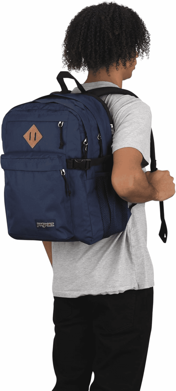 Main Campus Backpack - Travel or Work Backpack W 15-Inch Laptop Sleeve and Dual Water Bottle Pockets, Navy - Image 6
