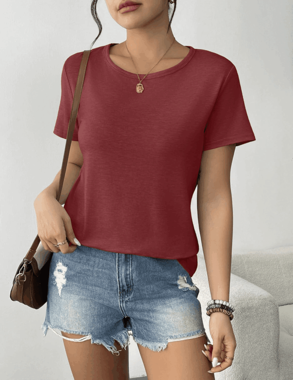 Womens 3 Pack T Shirts Basic Short Sleeve Tees Crewneck Fashion Tops Loose - Image 2