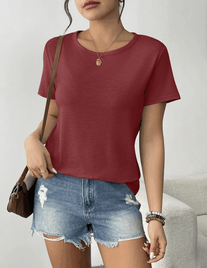 Womens 3 Pack T Shirts Basic Short Sleeve Tees Crewneck Fashion Tops Loose - Image 2