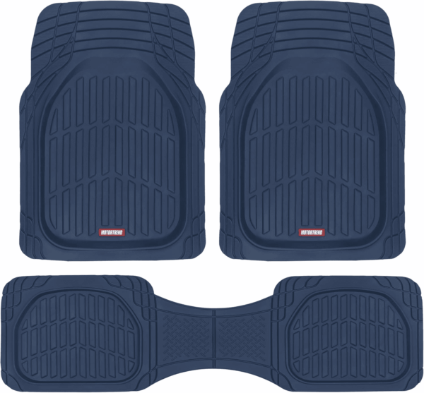 Flextough Floor Mats for Cars, Blue Deep Dish All-Weather Car Mats, Waterproof Trim-To Fit Automotive Floor Mats for Cars Trucks SUV, Universal Floor Liner Car Accessories
