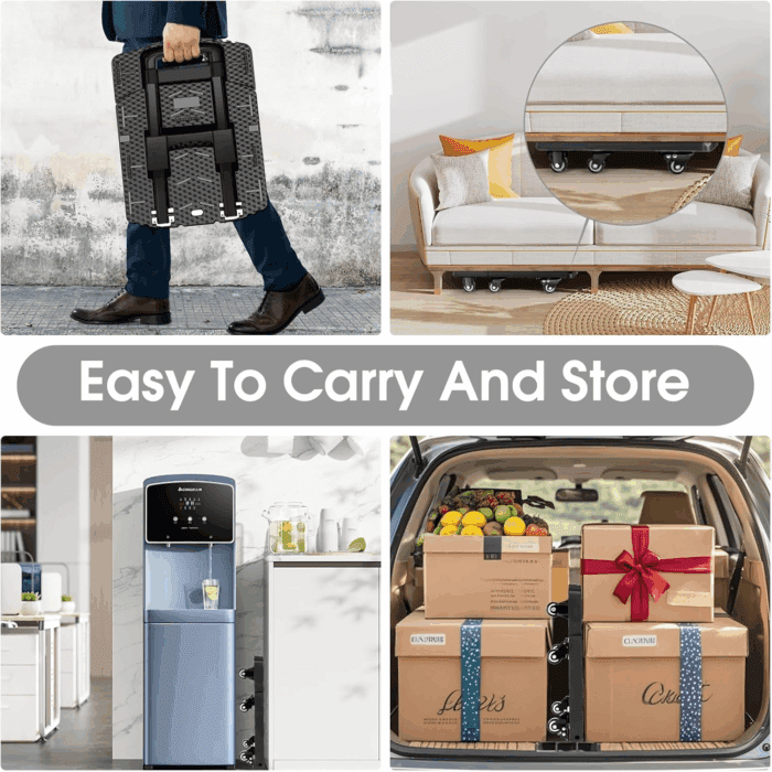 Folding Hand Truck, Portable Heavy Duty Dolly, 6 Wheels Collapsible Luggage Cart with 2 Elastic Ropes - Compact Trolley for Easy Moving - Ideal Hand Cart for Travel and More - Image 7