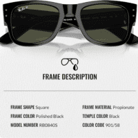 RB0840S MEGA WAYFARER Square Shape Sunglasses with Eyewear Kit Bundle - High Bridge Fit - Square Sunglasses - Image 3
