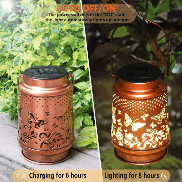 Solar Lanterns Outdoor Waterproof Butterfly Garden Decor Birthday Gifts for Women Mom Grandma, Hanging Solar Lights Metal Lantern Decoration outside for Yard, Patio, Backyard, Porch - Image 6