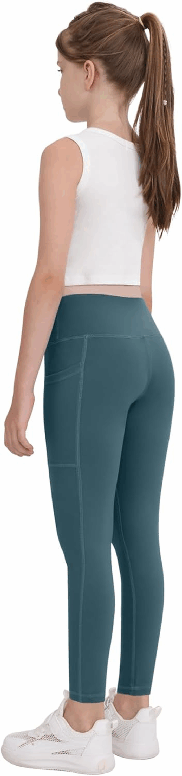 Girls' Athletic Leggings with Pockets, 5 Packs Kids Teen Dance Yoga Workout Running Pants for 5-15 Years - Image 5