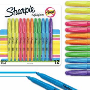 Pocket Style Highlighters, Chisel Tip Highlighter Marker Set, Assorted Fluorescent Highlighters, Perfect for Office Supplies, School Supplies, 12 Count