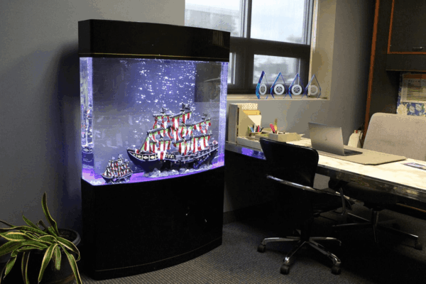 Water World Luxury Large Bow Front Acrylic Aquarium with Built-In Stand and Storage Top (LM2) – 360° View – Great for Freshwater and Saltwater Fish – 58 Gallons - Image 2