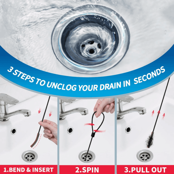 30 Inches Sink Snake Drain Clog Remover, Upgraded Anti-Break Metal Plumbing Snake with Nylon Layer, Drain Hair Remover for Shower Drain, Bathroom Clogs, Kitchen Sink Drain Cleaning(5 Pcs) - Image 6