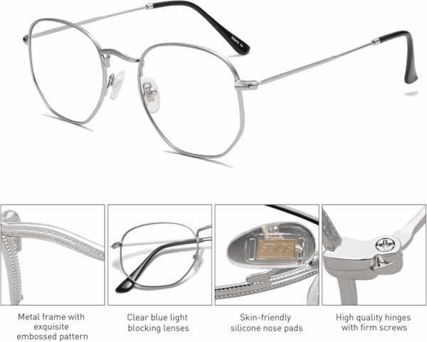 Small Blue Light Blocking Glasses Hexagonal Eyeglasses Frame anti Blue Ray Glasses One and Only SJ5036 - Image 2