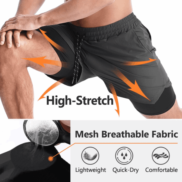 Men'S 2 in 1 Running Shorts - 5" Workout Gym Athletic Shorts Quick Dry Lightweight Training Shorts with Pockets - Image 3