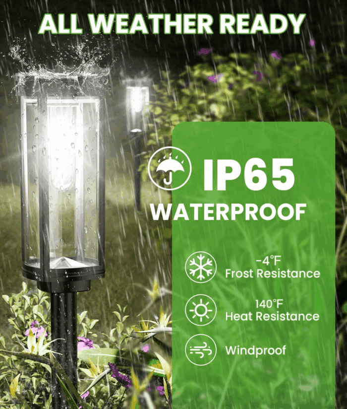 Bright Solar Pathway Lights Outdoor, 8 Pack Solar Garden Lights for outside Waterproof IP65, Auto On/Off Outdoor Light for Yard Garden Lawn Walkway Driveway Landscape Lighting - Image 6