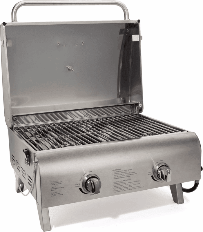 Chef'S Style Tabletop Portable Propane Gas Grill with Dual Burners (20,000 Btus Total), Twist-Start Ignition Stainless Steel BBQ Grill for Camping, Tailgates, BBQ, Hassle-Free Setup - Image 7