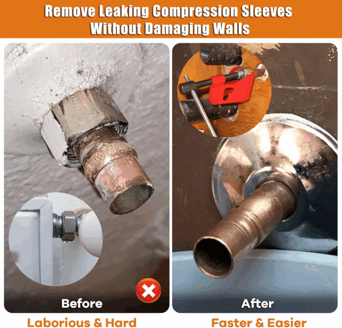 Compression Sleeve Puller Tool Remove Ferrule & Nut of Pipe, Ferrule Puller for 1/2” Copper Water Compression Sleeve & 1/2-Inch Copper Tubing, Plumbing Tools Compression Ring Removal Tool - Image 2