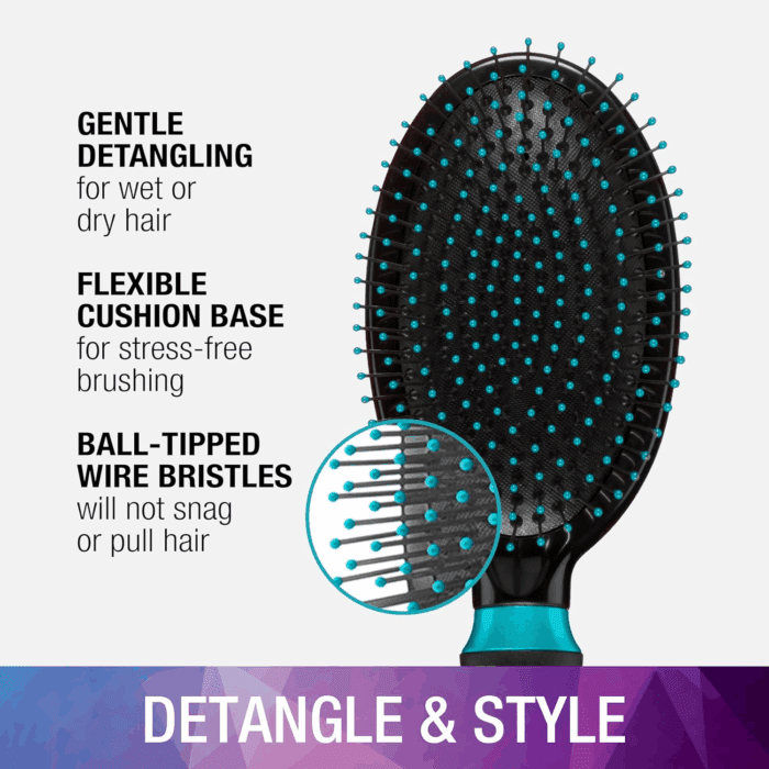 Salon Results Hairbrush for Men and Women - Detangling Hair Brush - Hairbrush for All Hair Types - Wire Bristles and Cushion Base - Image 2