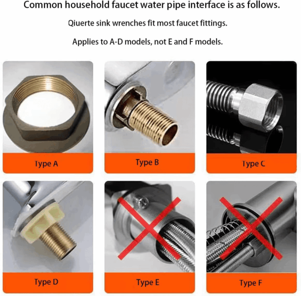 8 in 1 Multifunctional Sink Bathroom Wrench, Plumbing Installation Tool Household Water Pipe Faucet Washing Basin Corner Valve Sink Repair Removal Tool - Image 6