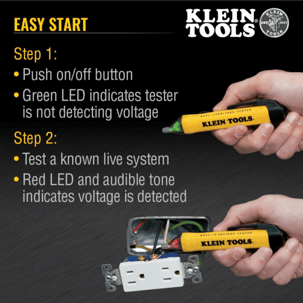 NCVT1P Voltage Tester, Non-Contact Low Voltage Tester Pen, 50V to 1000V AC, Audible and Flashing LED Alarms, Pocket Clip - Image 3