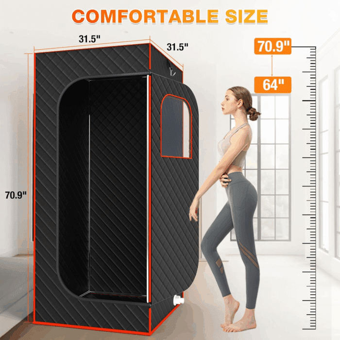 Portable Sauna Box for Home - Four-Sided Full-Size Steam Sauna Tent with 3 L Steamer, Chair, Remote Control, Infrared, Health Benefits and Relaxation - Image 5