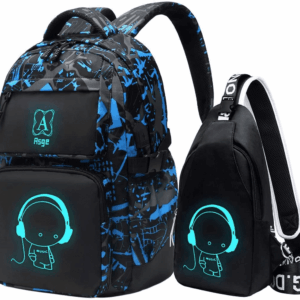 Backpack for School Boys Backpacks for Kids Camo Bookbag for Middle School Bags Waterproof Travel Back Pack (Blue)
