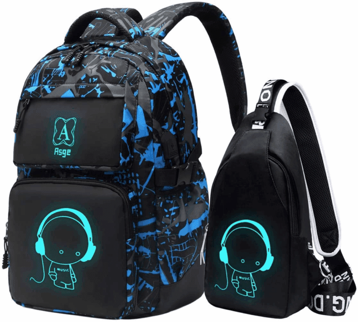 Backpack for School Boys Backpacks for Kids Camo Bookbag for Middle School Bags Waterproof Travel Back Pack (Blue)