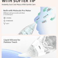 Nasal Aspirator for Baby, Electric Nose Aspirator for Toddler, Baby Nose Sucker, Automatic Nose Cleaner with 3 Silicone Tips, Adjustable Suction Level, Music and Light Soothing Function - Image 3
