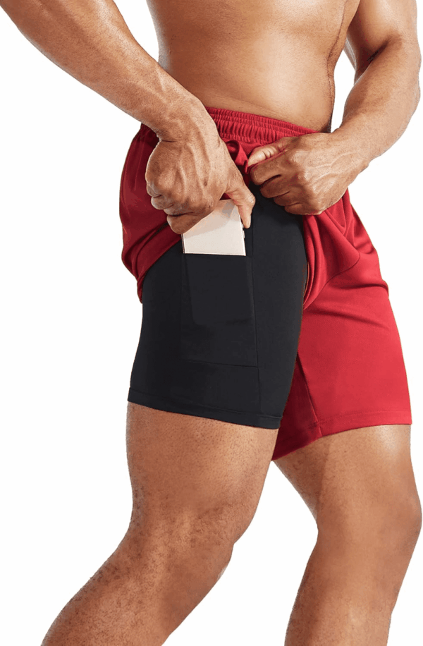 Men'S 2 in 1 Running Shorts with Liner,Dry Fit Workout Shorts with Pockets - Image 4